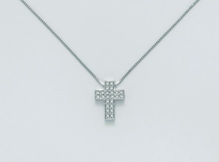 Collana Miluna Le Croci In Diamanti in Oro bianco Diamante 0.13 Ct CLD3991 - CLD3991